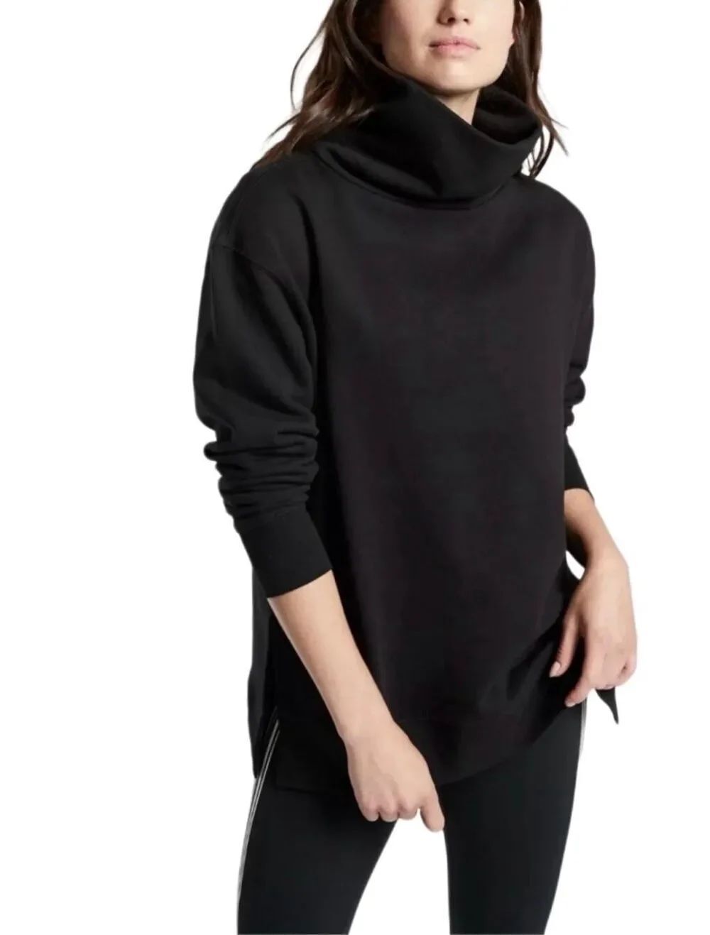 Athleta Black Oversized Funnel Neck Sweatshirt Sz M
